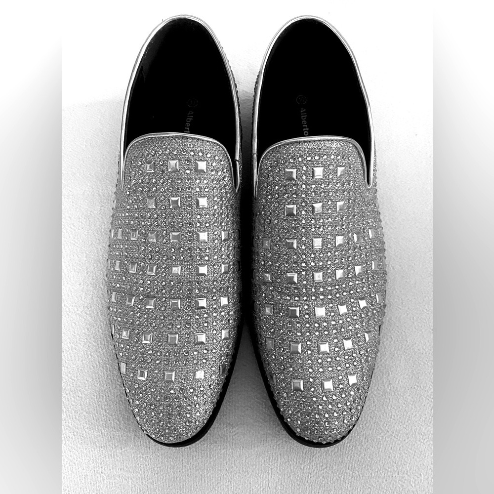 Alberto Fellini Silver Embellished Men's Loafers